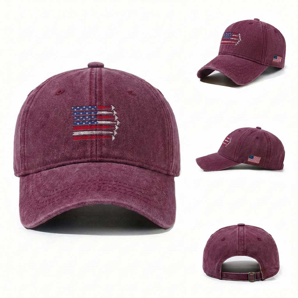 B2 Spirit Washed Cotton Baseball Cap B-2 Stealth Bomber Aircraft American Flag Patriotic