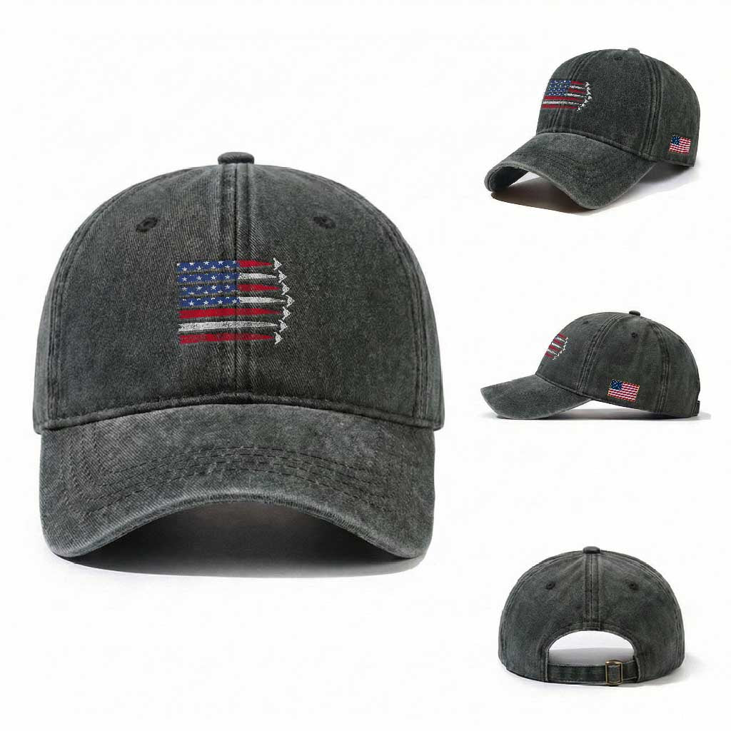 B2 Spirit Washed Cotton Baseball Cap B-2 Stealth Bomber Aircraft American Flag Patriotic