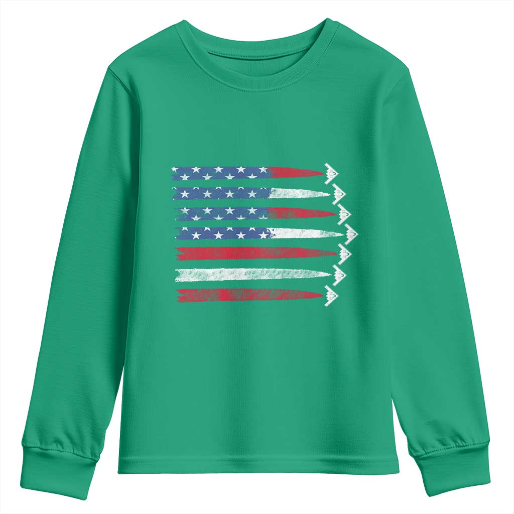 B2 Spirit Youth Sweatshirt B-2 Stealth Bomber Aircraft American Flag Patriotic - Wonder Print Shop