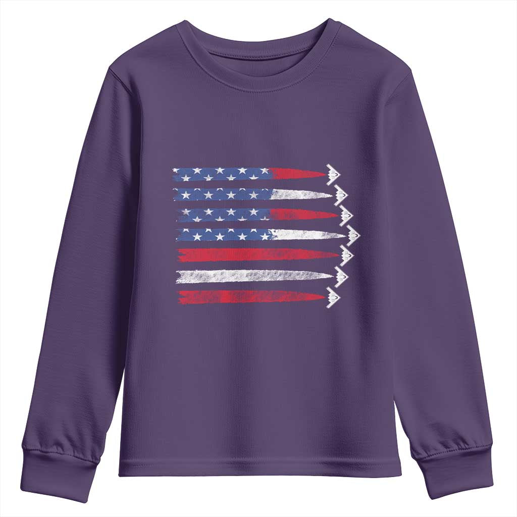 B2 Spirit Youth Sweatshirt B-2 Stealth Bomber Aircraft American Flag Patriotic - Wonder Print Shop