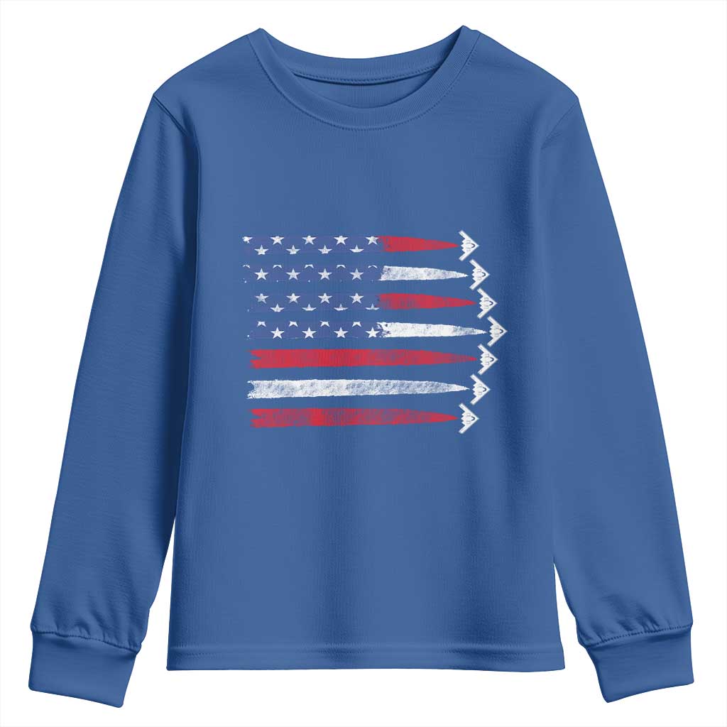 B2 Spirit Youth Sweatshirt B-2 Stealth Bomber Aircraft American Flag Patriotic - Wonder Print Shop