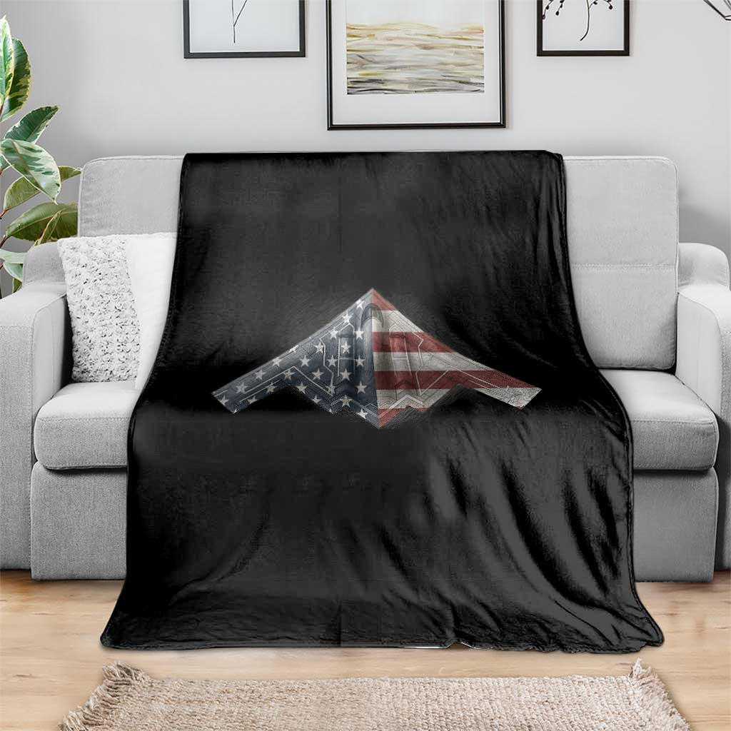 B2 Spirit Throw Blanket B-2 Bomber Stealth Aircraft Schematic American Flag - Wonder Print Shop