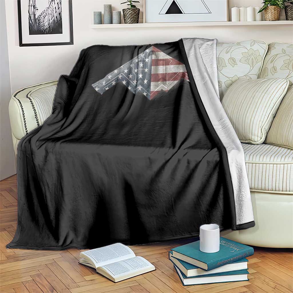 B2 Spirit Throw Blanket B-2 Bomber Stealth Aircraft Schematic American Flag - Wonder Print Shop