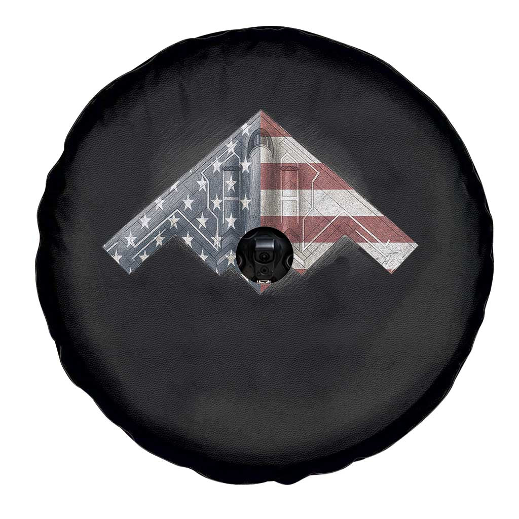 B2 Spirit Spare Tire Cover B-2 Bomber Stealth Aircraft Schematic American Flag - Wonder Print Shop