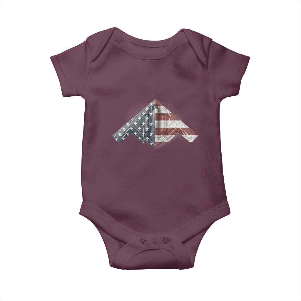 B2 Spirit Baby Onesie B-2 Bomber Stealth Aircraft Schematic American Flag - Wonder Print Shop