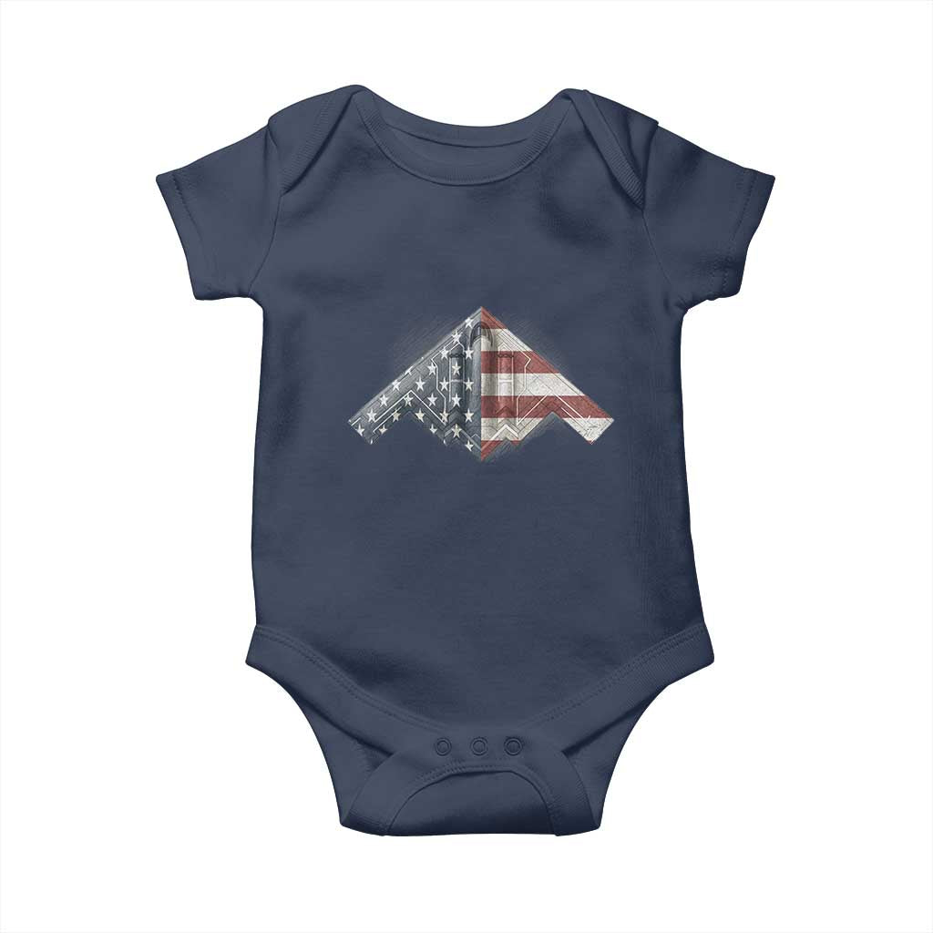 B2 Spirit Baby Onesie B-2 Bomber Stealth Aircraft Schematic American Flag - Wonder Print Shop