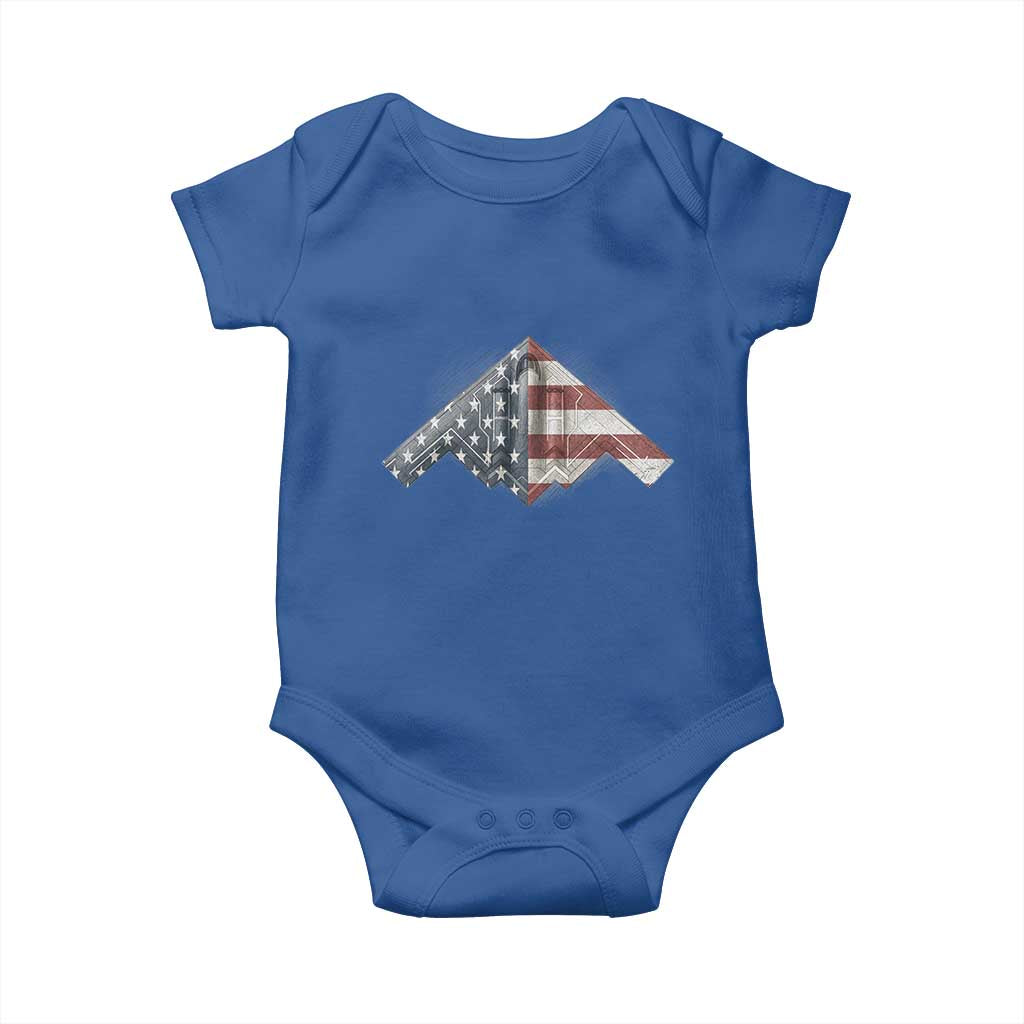 B2 Spirit Baby Onesie B-2 Bomber Stealth Aircraft Schematic American Flag - Wonder Print Shop