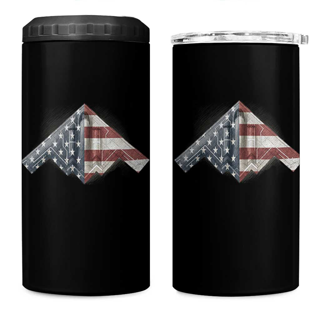 B2 Spirit 4 in 1 Can Cooler Tumbler B-2 Bomber Stealth Aircraft Schematic American Flag - Wonder Print Shop
