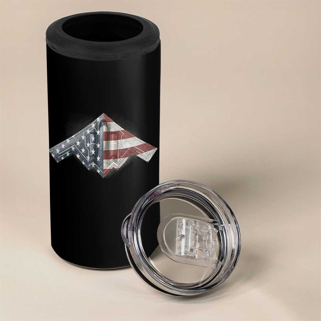 B2 Spirit 4 in 1 Can Cooler Tumbler B-2 Bomber Stealth Aircraft Schematic American Flag - Wonder Print Shop