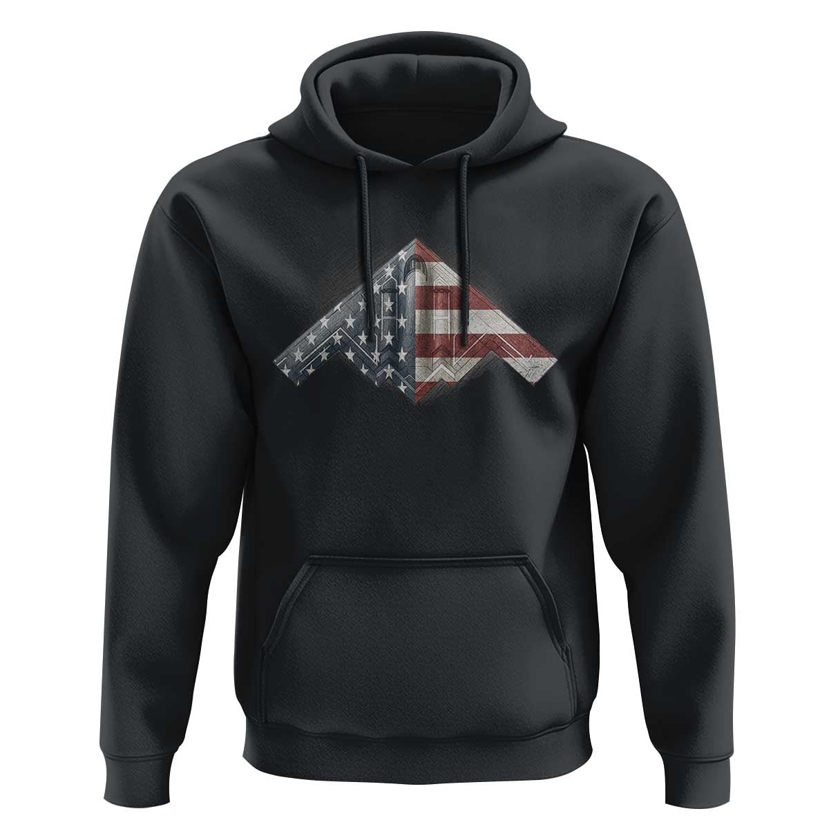 B2 Spirit Hoodie B-2 Bomber Stealth Aircraft Schematic American Flag - Wonder Print Shop