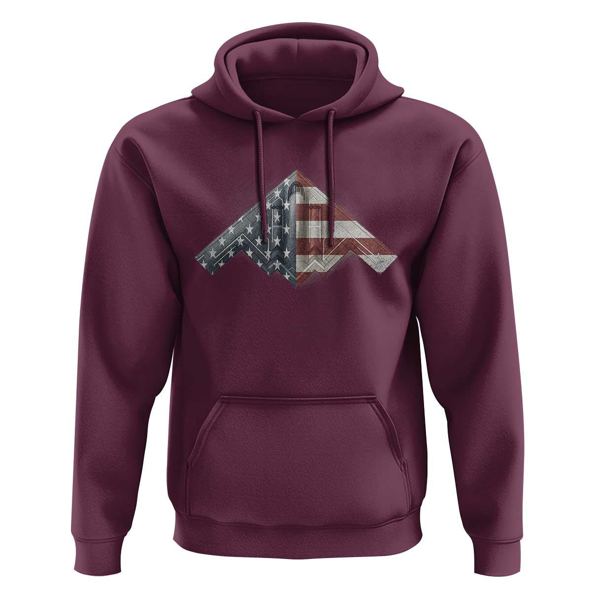 B2 Spirit Hoodie B-2 Bomber Stealth Aircraft Schematic American Flag - Wonder Print Shop