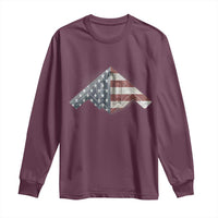 B2 Spirit Long Sleeve Shirt B-2 Bomber Stealth Aircraft Schematic American Flag - Wonder Print Shop