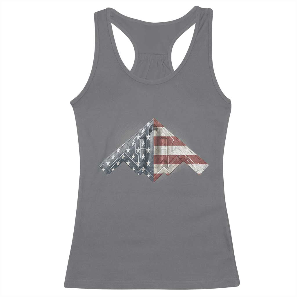 B2 Spirit Racerback Tank Top B-2 Bomber Stealth Aircraft Schematic American Flag - Wonder Print Shop