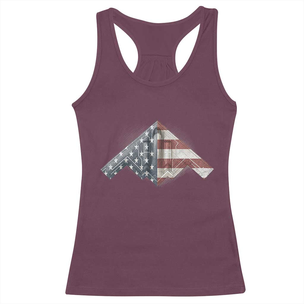 B2 Spirit Racerback Tank Top B-2 Bomber Stealth Aircraft Schematic American Flag - Wonder Print Shop
