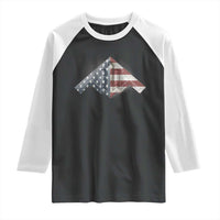 B2 Spirit Raglan Shirt B-2 Bomber Stealth Aircraft Schematic American Flag - Wonder Print Shop