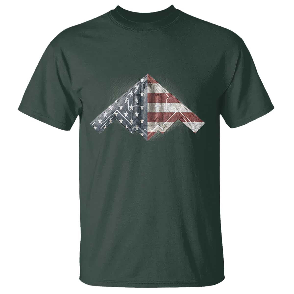B2 Spirit T Shirt B-2 Bomber Stealth Aircraft Schematic American Flag - Wonder Print Shop