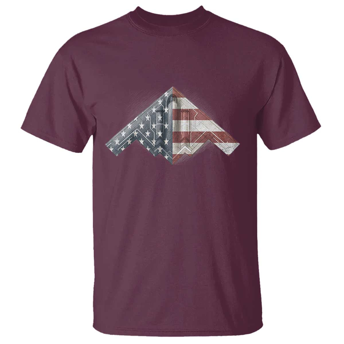B2 Spirit T Shirt B-2 Bomber Stealth Aircraft Schematic American Flag - Wonder Print Shop