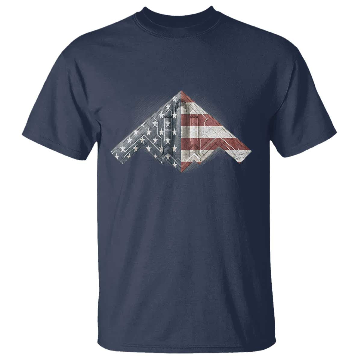 B2 Spirit T Shirt B-2 Bomber Stealth Aircraft Schematic American Flag - Wonder Print Shop