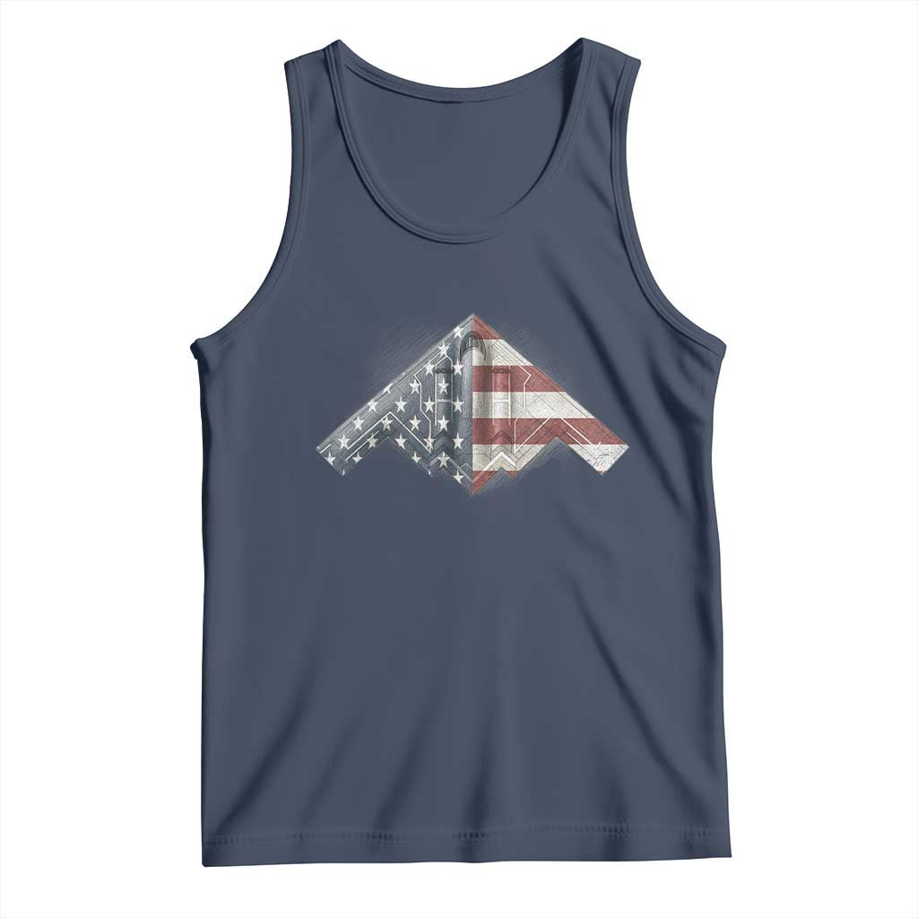 B2 Spirit Tank Top B-2 Bomber Stealth Aircraft Schematic American Flag - Wonder Print Shop