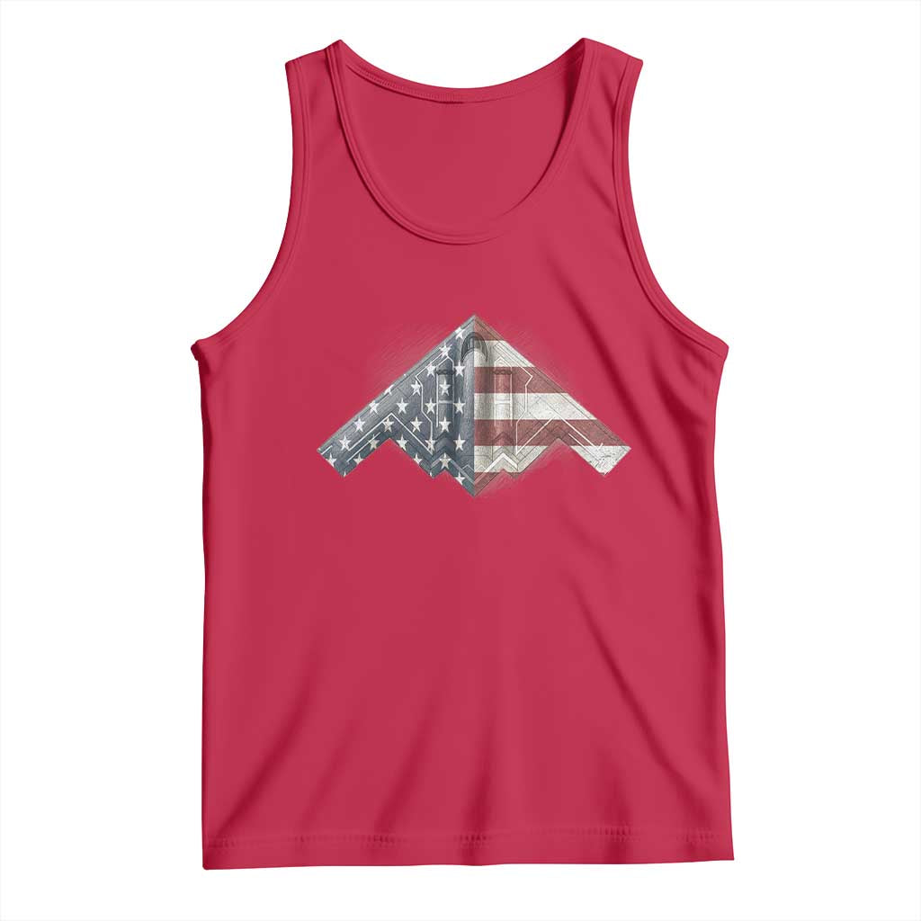 B2 Spirit Tank Top B-2 Bomber Stealth Aircraft Schematic American Flag - Wonder Print Shop