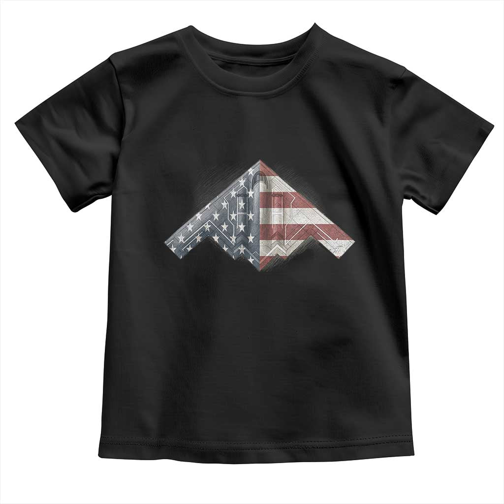 B2 Spirit Toddler T Shirt B-2 Bomber Stealth Aircraft Schematic American Flag - Wonder Print Shop
