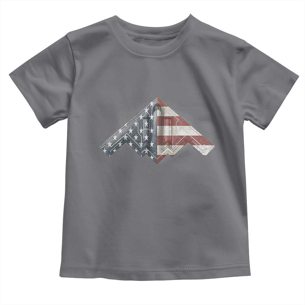 B2 Spirit Toddler T Shirt B-2 Bomber Stealth Aircraft Schematic American Flag - Wonder Print Shop