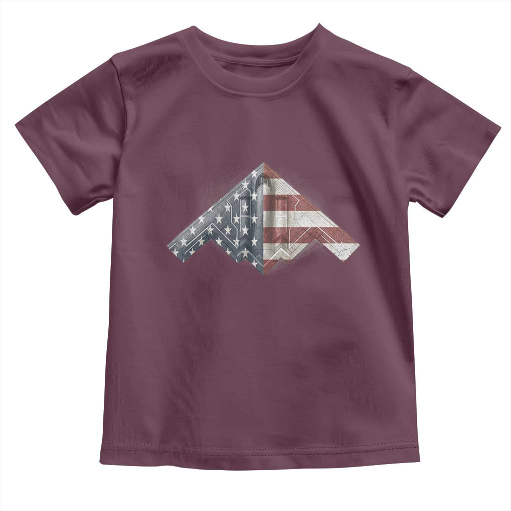 B2 Spirit Toddler T Shirt B-2 Bomber Stealth Aircraft Schematic American Flag - Wonder Print Shop