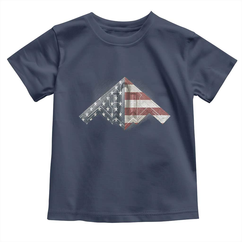 B2 Spirit Toddler T Shirt B-2 Bomber Stealth Aircraft Schematic American Flag - Wonder Print Shop