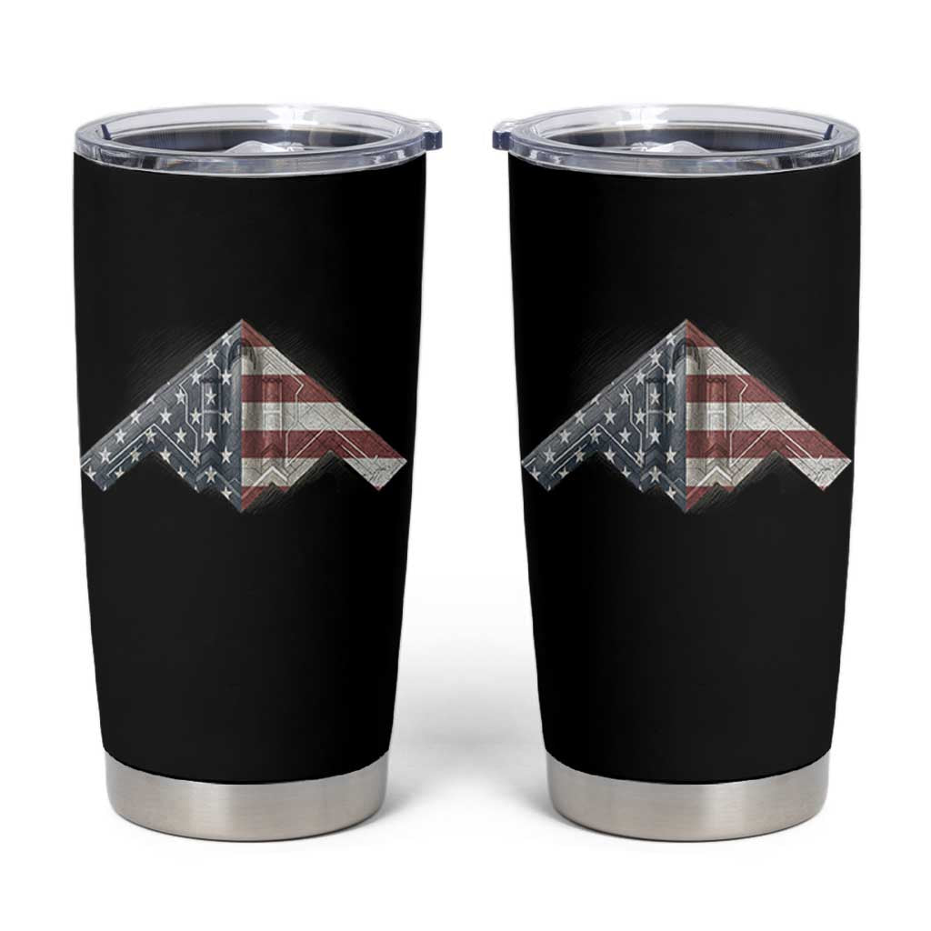 B2 Spirit Tumbler Cup B-2 Bomber Stealth Aircraft Schematic American Flag - Wonder Print Shop