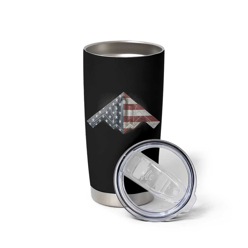 B2 Spirit Tumbler Cup B-2 Bomber Stealth Aircraft Schematic American Flag - Wonder Print Shop