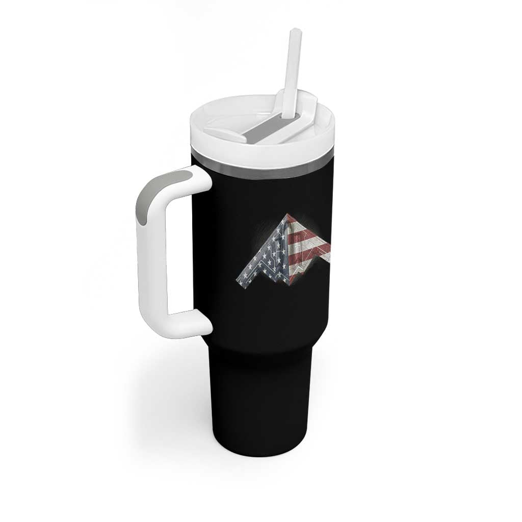 B2 Spirit Tumbler With Handle B-2 Bomber Stealth Aircraft Schematic American Flag - Wonder Print Shop