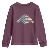 B2 Spirit Youth Sweatshirt B-2 Bomber Stealth Aircraft Schematic American Flag - Wonder Print Shop