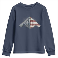 B2 Spirit Youth Sweatshirt B-2 Bomber Stealth Aircraft Schematic American Flag - Wonder Print Shop