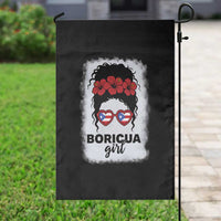 Boricua Girl Garden Flag Messy Bun Puerto Rican Flag Hibiscus Flower - Wonder Print Shop