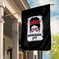 Boricua Girl Garden Flag Messy Bun Puerto Rican Flag Hibiscus Flower - Wonder Print Shop