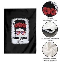 Boricua Girl Garden Flag Messy Bun Puerto Rican Flag Hibiscus Flower - Wonder Print Shop