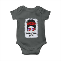 Boricua Girl Baby Onesie Messy Bun Puerto Rican Flag Hibiscus Flower - Wonder Print Shop