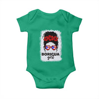 Boricua Girl Baby Onesie Messy Bun Puerto Rican Flag Hibiscus Flower - Wonder Print Shop