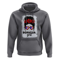 Boricua Girl Hoodie Messy Bun Puerto Rican Flag Hibiscus Flower - Wonder Print Shop