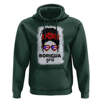 Boricua Girl Hoodie Messy Bun Puerto Rican Flag Hibiscus Flower - Wonder Print Shop