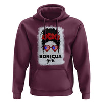 Boricua Girl Hoodie Messy Bun Puerto Rican Flag Hibiscus Flower - Wonder Print Shop