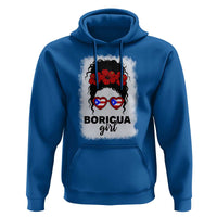 Boricua Girl Hoodie Messy Bun Puerto Rican Flag Hibiscus Flower - Wonder Print Shop