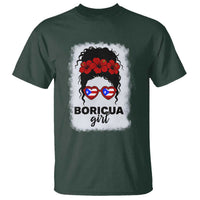 Boricua Girl T Shirt Messy Bun Puerto Rican Flag Hibiscus Flower - Wonder Print Shop