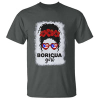 Boricua Girl T Shirt Messy Bun Puerto Rican Flag Hibiscus Flower - Wonder Print Shop