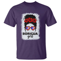 Boricua Girl T Shirt Messy Bun Puerto Rican Flag Hibiscus Flower - Wonder Print Shop