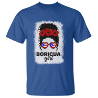 Boricua Girl T Shirt Messy Bun Puerto Rican Flag Hibiscus Flower - Wonder Print Shop