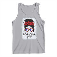 Boricua Girl Tank Top Messy Bun Puerto Rican Flag Hibiscus Flower - Wonder Print Shop