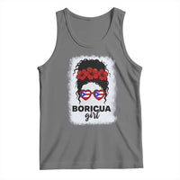 Boricua Girl Tank Top Messy Bun Puerto Rican Flag Hibiscus Flower - Wonder Print Shop