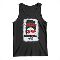 Boricua Girl Tank Top Messy Bun Puerto Rican Flag Hibiscus Flower - Wonder Print Shop