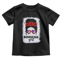 Boricua Girl Toddler T Shirt Messy Bun Puerto Rican Flag Hibiscus Flower - Wonder Print Shop